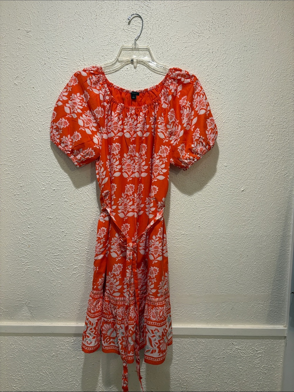 Ann Taylor Coral and White Floral Midi Dress